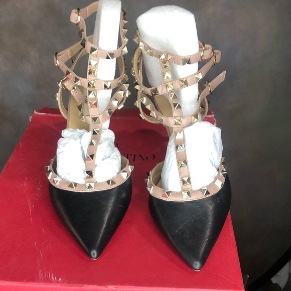 Black Kaitlyn Pan studded kitten Heels w/ box 9 - Picture 2 of 7